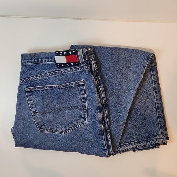 Vintage Tommy Hilfiger Y2K Denim Jeans Medium Wash Large Logo Men's Sz 40/32